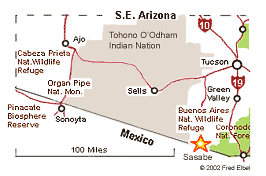 Map of Sasabe, Arizona